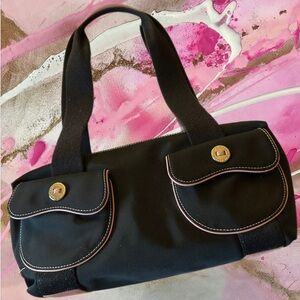 Cole Haan Black Nylon & Pink Leather Shoulder Bag